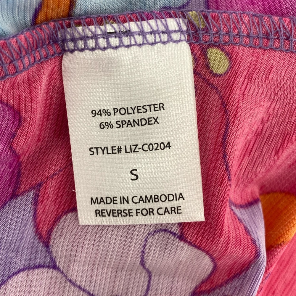 Dear Scarlet | NWT Women’s Vibrant Bright Neon Floral V-Neck 3/4 Sleeve Blouse - Picture 8 of 9